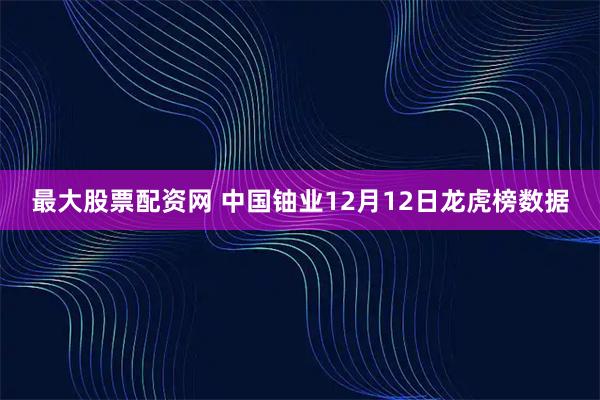 最大股票配资网 中国铀业12月12日龙虎榜数据